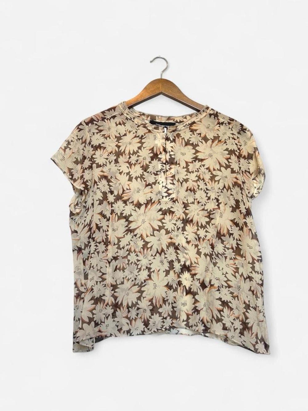 2000s Jones New York 100% Silk Floral Short-Sleeve Blouse